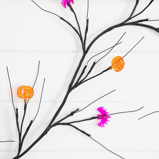 6.5ft. Artificial Halloween Twig Garland with 57 Orange and Purple LED Lights